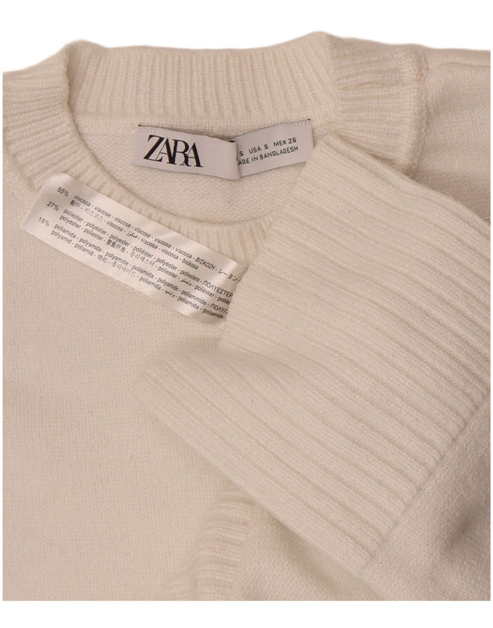 Maglione girocollo oversize da donna Zara UK 10 piccolo in viscosa bianca
