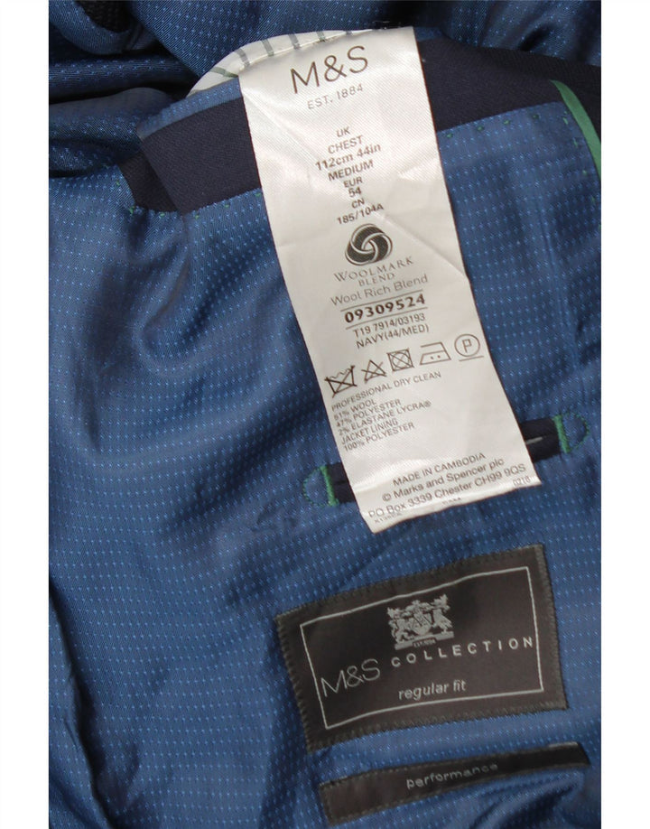 Giacca blazer da uomo Marks & Spencer vestibilità regolare a 2 bottoni UK 44 XL Blu navy