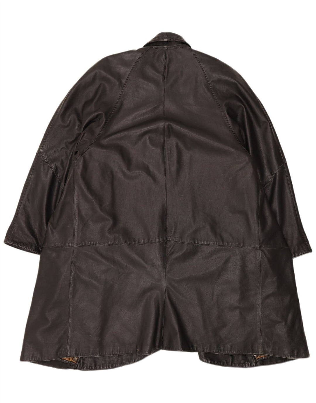 Giacca in pelle vintage da donna vestibilità ampia UK 16 grande nera