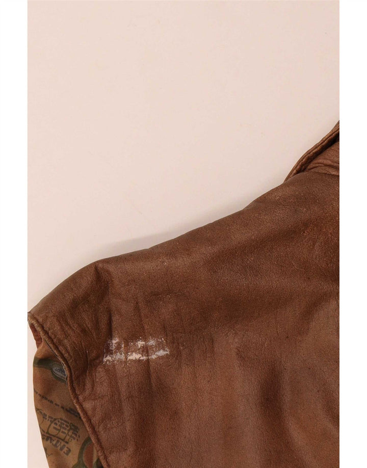 Gilet in pelle da uomo vintage UK 40 grande marrone