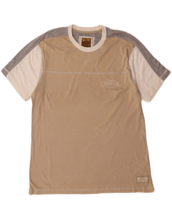 T-shirt grafica da uomo Champion Top Large Beige Colourblock