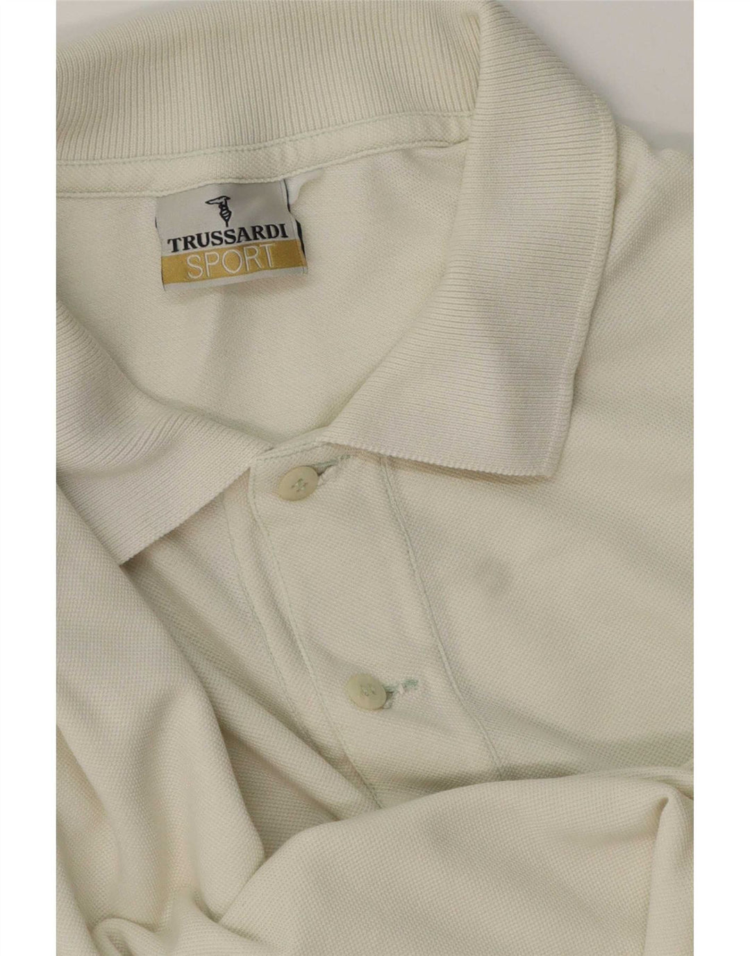 Polo Uomo Trussardi Manica Lunga Large in Cotone Bianco