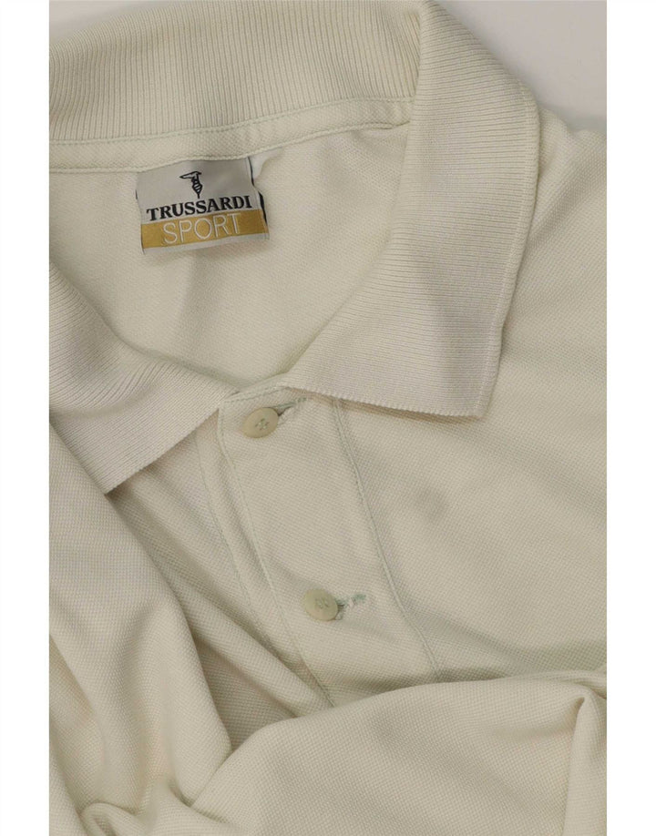 Polo Uomo Trussardi Manica Lunga Large in Cotone Bianco