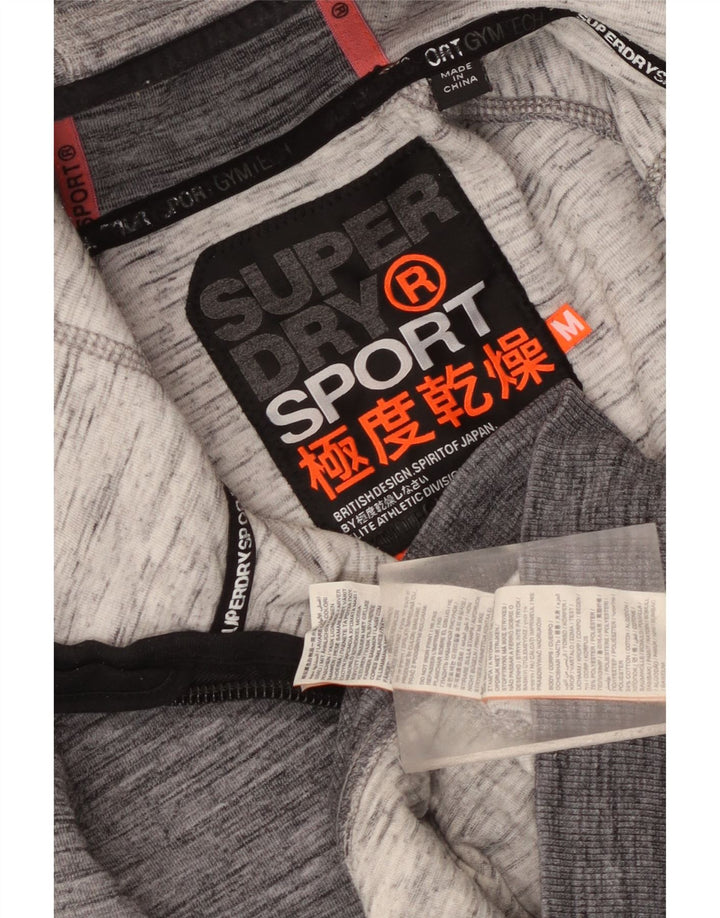 Maglione con cappuccio e zip grafica da uomo Superdry Poliestere chiazzato grigio medio