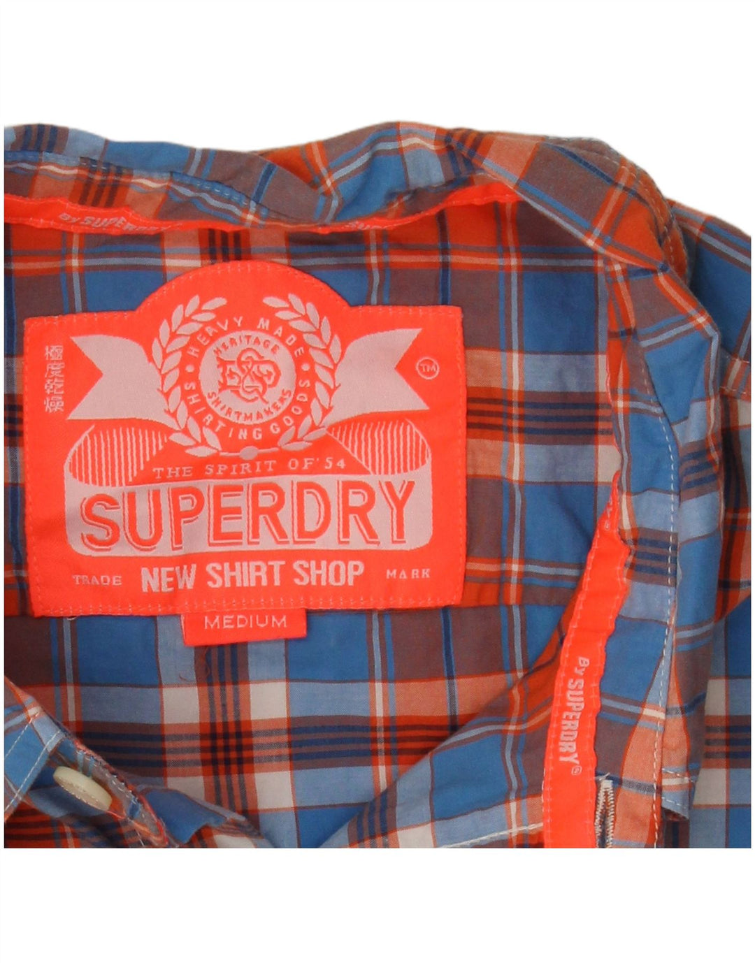 Camicia a maniche corte da uomo SUPERDRY in cotone a quadri blu medio