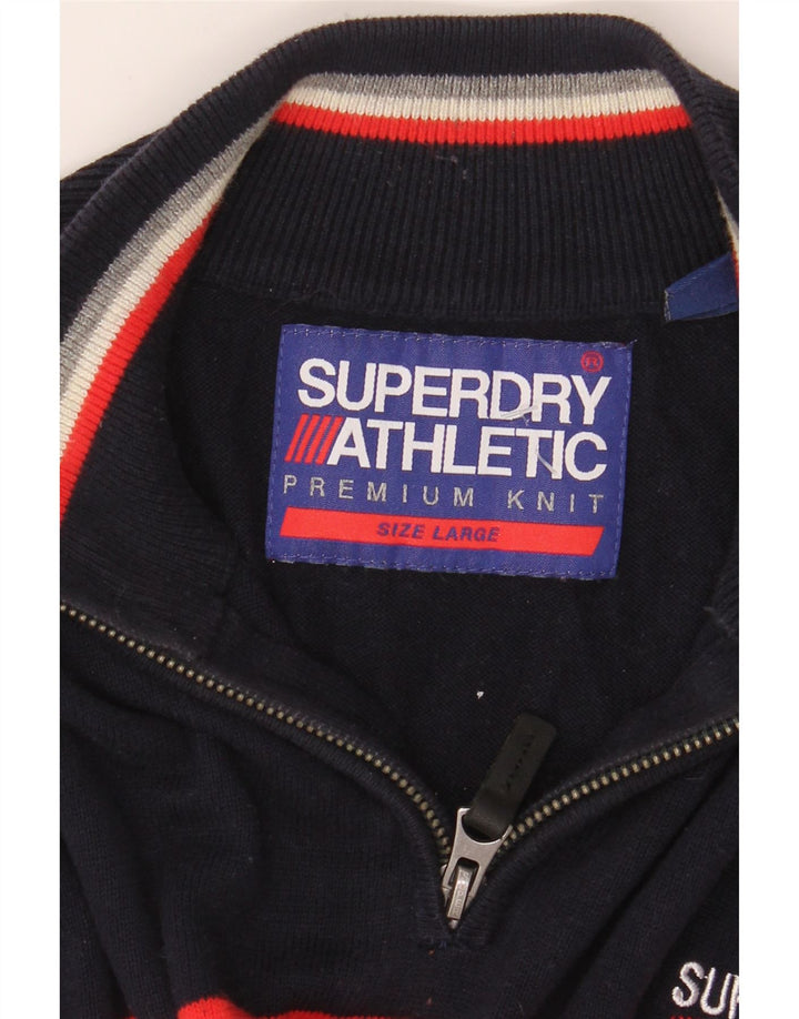 Maglione da uomo con collo con zip Superdry, grande, color block blu navy