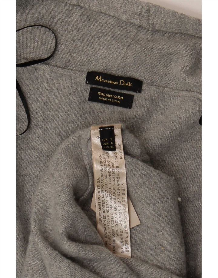 Massimo Dutti Maglione cardigan aperto lungo da donna UK 10 piccolo in lana grigia