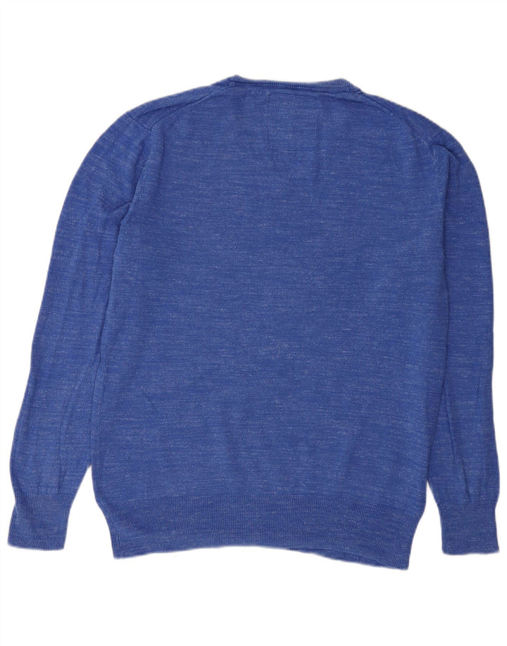 Maglione da uomo con scollo a V Superdry, grande cotone chiazzato blu
