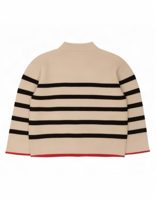 Maglione girocollo oversize da donna Zara UK 14 a righe beige medio