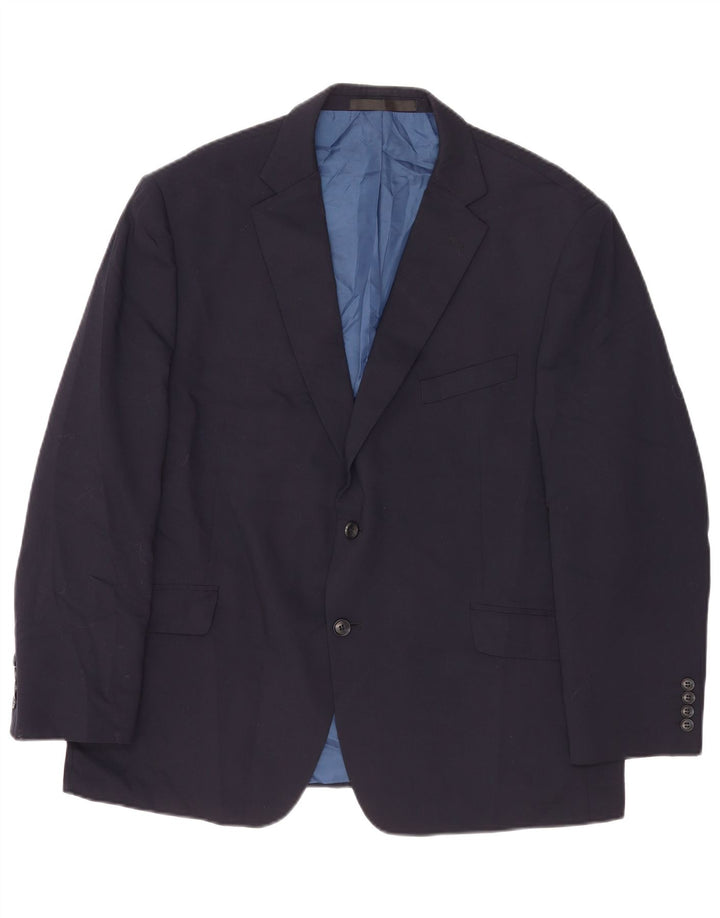 Giacca blazer a 2 bottoni da uomo Marks & Spencer UK 46 3XL Lana blu navy