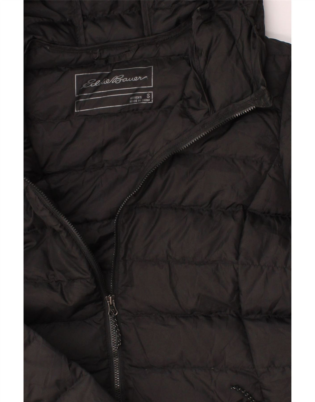 EDDIE BAUER Womens Hooded Padded Jacket UK 10 Small Black Polyester Vintage Eddie Bauer and Second-Hand Eddie Bauer from Messina Hembry 
