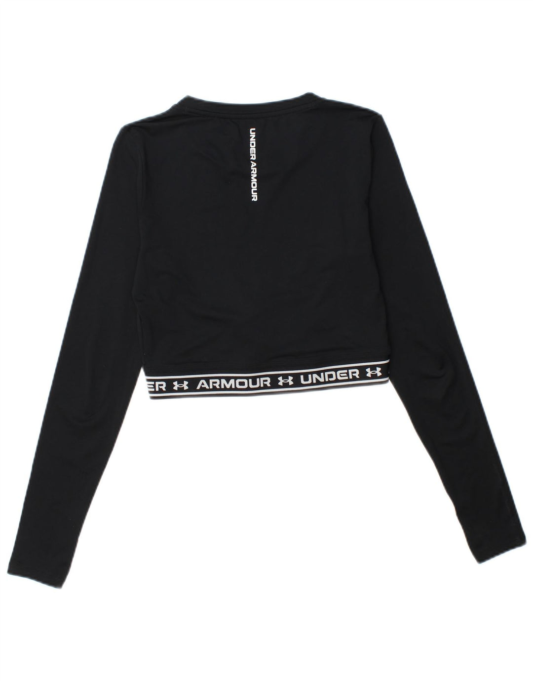 Top corto grafico da donna Under Armour manica lunga UK 10 piccolo nero