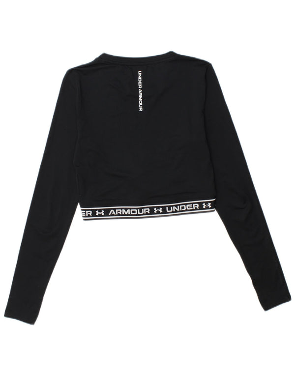 Top corto grafico da donna Under Armour manica lunga UK 10 piccolo nero