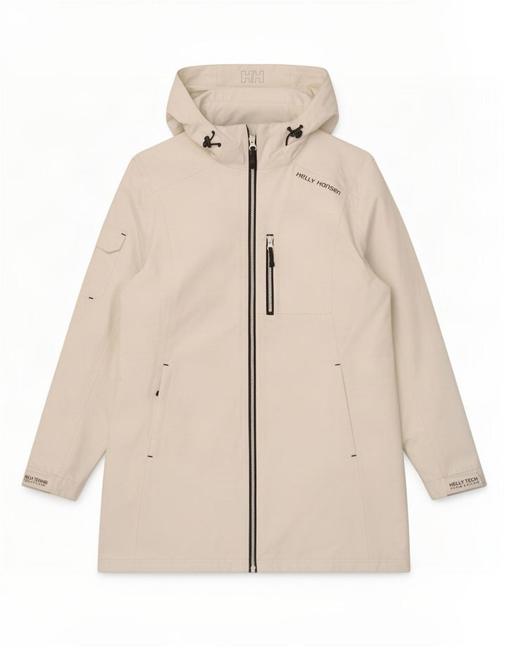 Impermeabile con cappuccio da donna Helly Hansen UK 16 grande poliestere bianco