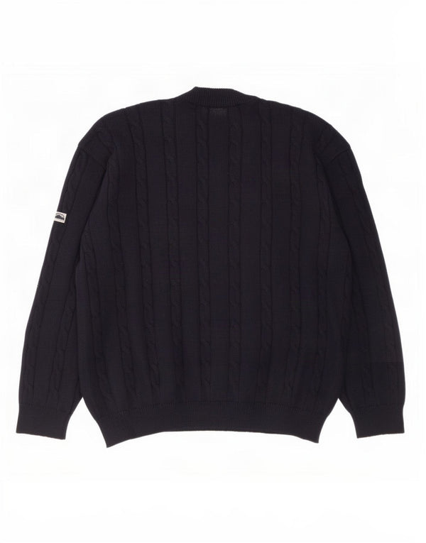 Maglione cardigan da uomo Navigare grande in lana blu navy