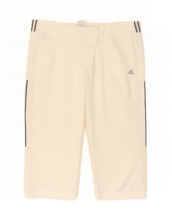 Pantaloni Adidas Climalite Capri da donna UK 16 Large W34 L19 Bianco sporco