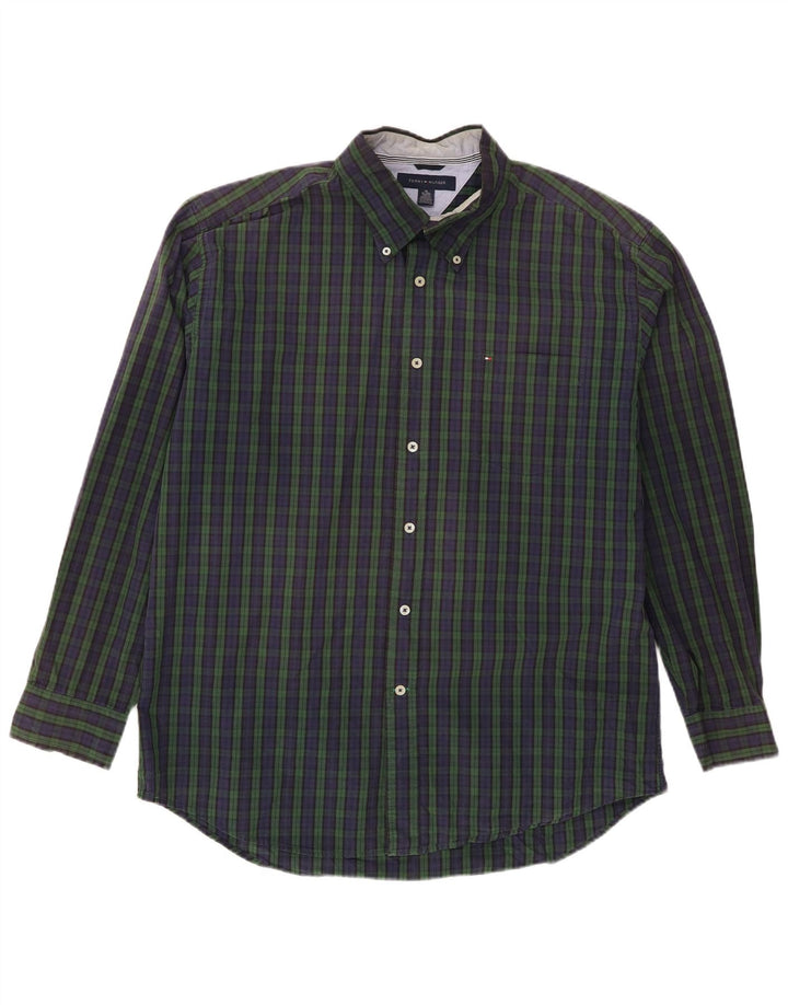 Camicia da uomo Tommy Hilfiger XL blu navy a quadri in cotone