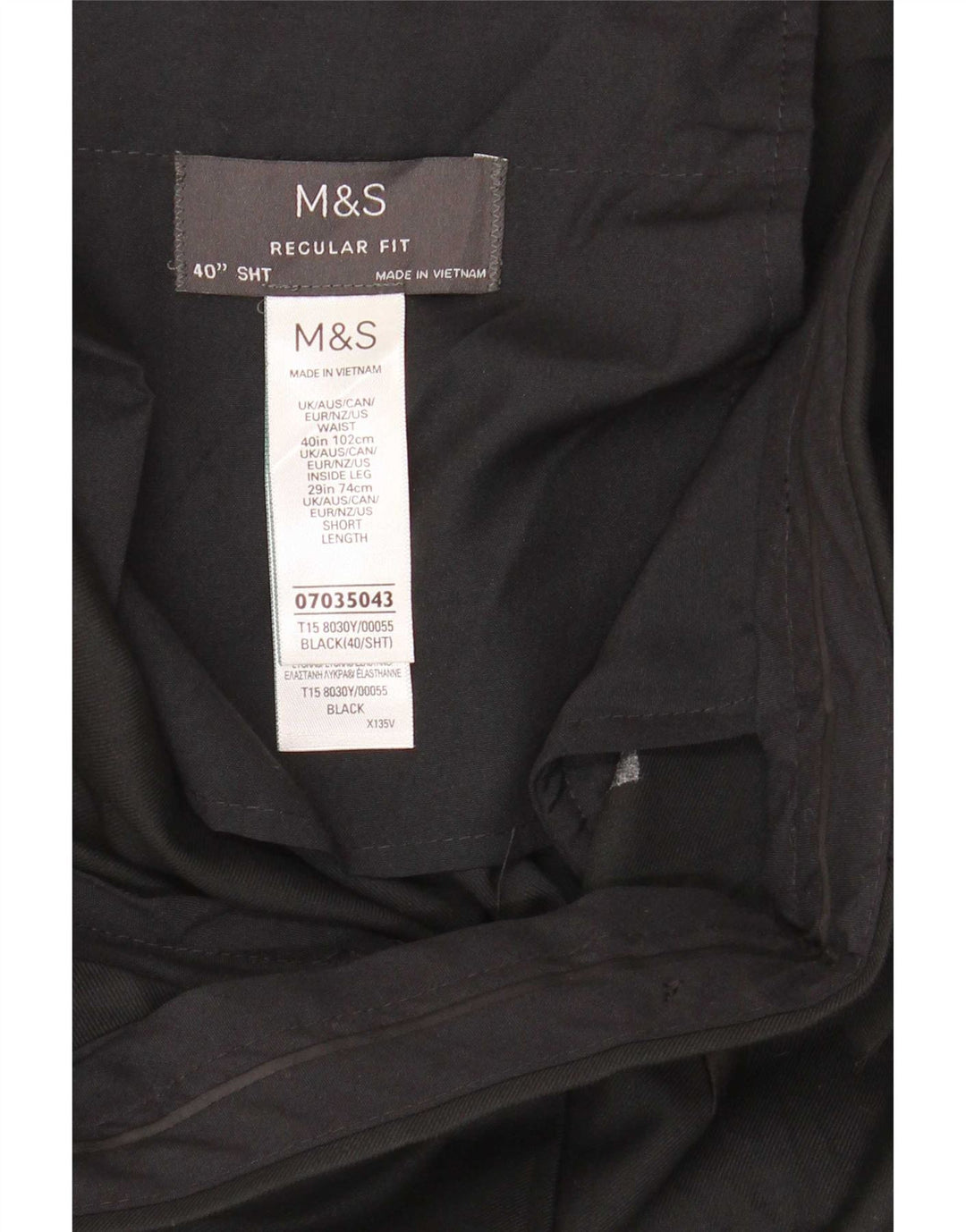 Pantaloni da abito vestibilità regolare Marks & Spencer da uomo W40 L29 poliestere nero