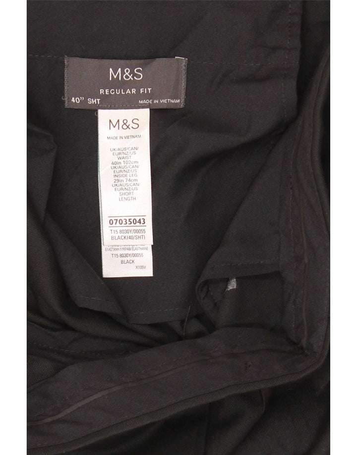 Pantaloni da abito vestibilità regolare Marks & Spencer da uomo W40 L29 poliestere nero