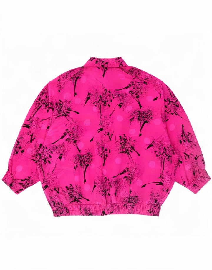 Camicetta camicia vintage da donna con motivo astratto EU 50 3XL poliestere rosa