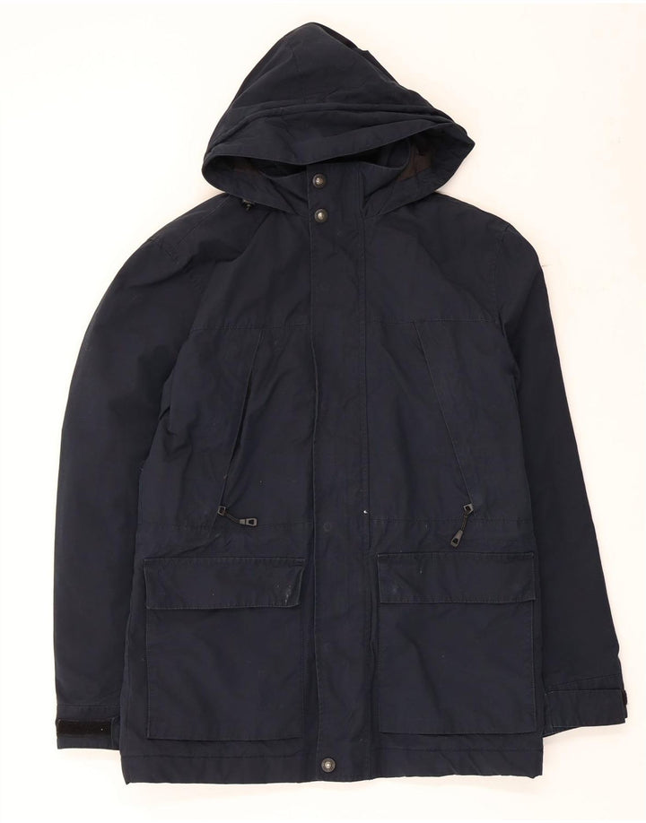 MARKS & SPENCER Giacca parka da uomo con cappuccio UK 36 Small Blu Navy