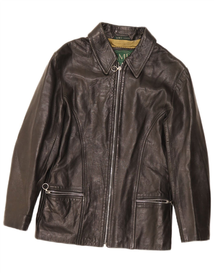 Giacca in pelle da donna AMI UK 10 piccola nera