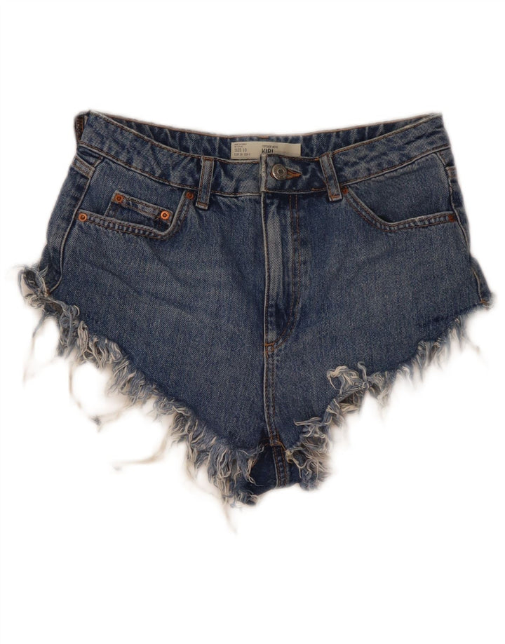 TOPSHOP Pantaloncini di jeans Kiri da donna UK 10 piccoli W28 poliestere blu