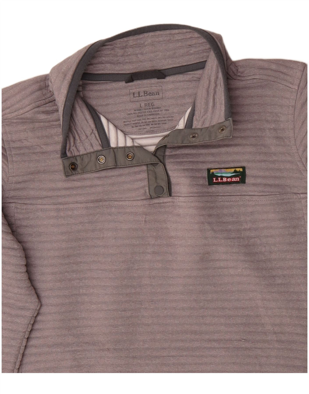 Felpa da donna con collo abbottonato L.L.Bean, UK 16, grande, in poliestere grigio