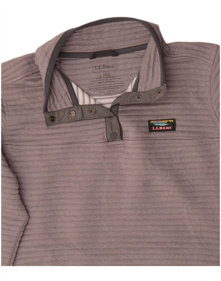 Felpa da donna con collo abbottonato L.L.Bean, UK 16, grande, in poliestere grigio