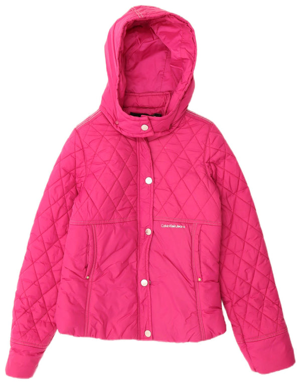Giacca imbottita con cappuccio da bambina Calvin Klein Jeans 13-14 anni Rosa geometrica