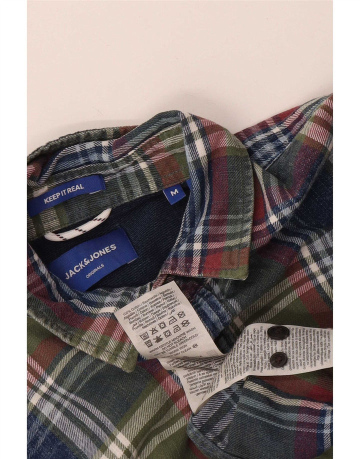 Camicia da uomo in flanella Jack & Jones in cotone a quadri verde medio