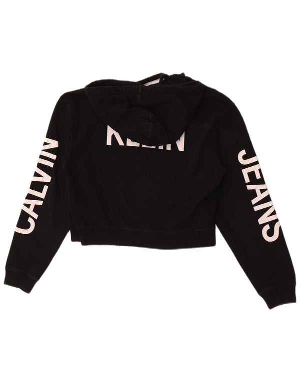 Maglione con cappuccio grafico da donna Calvin Klein Jeans Crop Graphic UK 10 piccolo nero