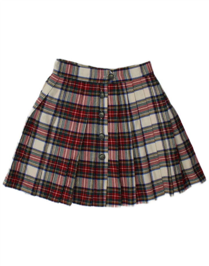 Mini gonna a pieghe da donna Swish IT 44 media W28 in lana scozzese multicolore