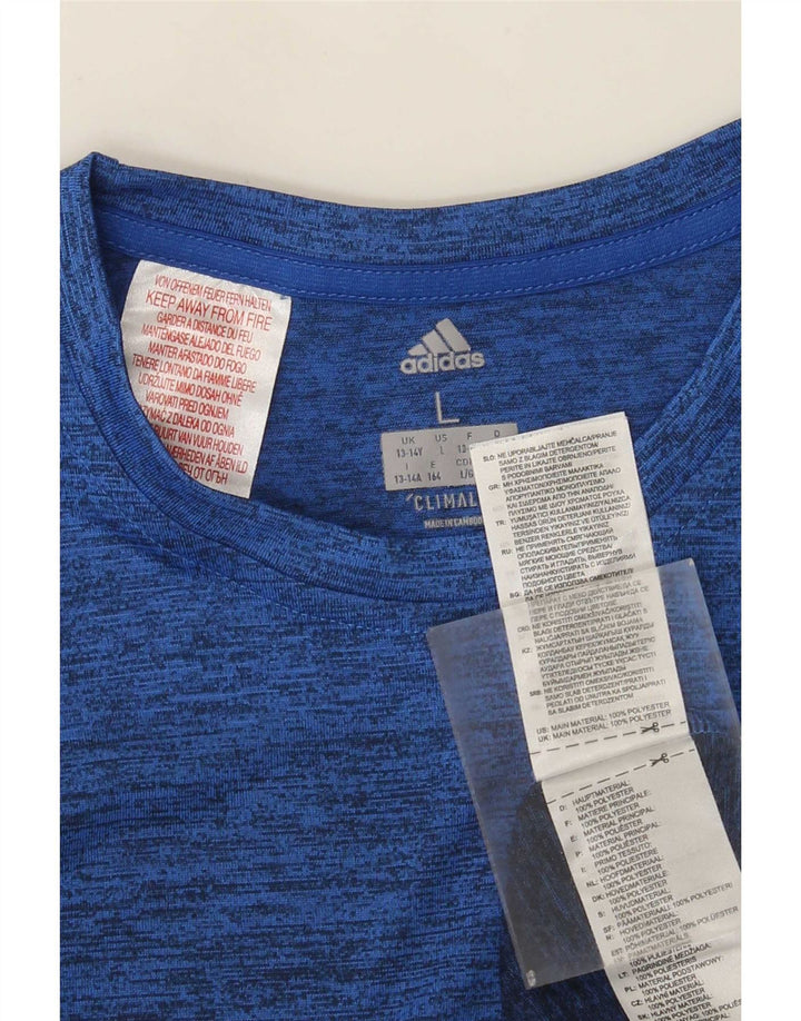 Maglietta Adidas Climalite da ragazzo, 13-14 anni, grande, in poliestere chiazzato blu