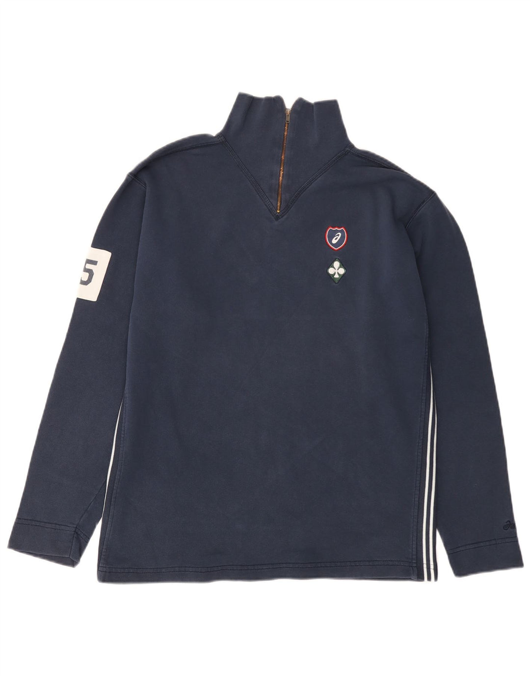 Felpa Asics da uomo con zip e collo, maglione piccolo, blu navy