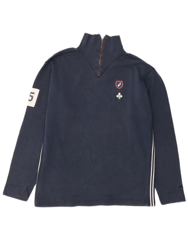 Felpa Asics da uomo con zip e collo, maglione piccolo, blu navy