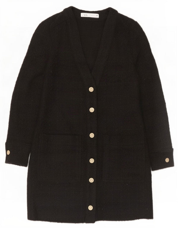 Maglione cardigan con maniche lunghe a 3/4 da donna Zara UK 6 XS nero a quadri