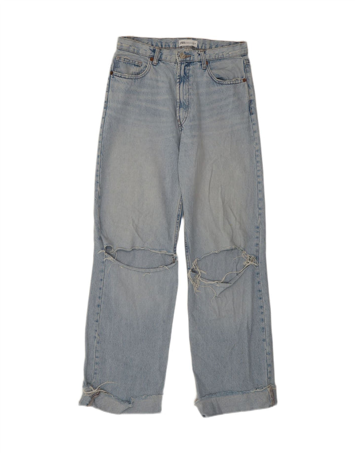 Jeans Zara da donna a vita alta effetto invecchiato EU 40 medio W30 L31 blu