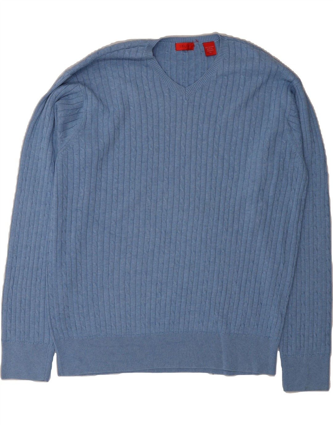 IZOD Mens V-Neck Jumper Sweater XL Blue Cotton Vintage Izod and Second-Hand Izod from Messina Hembry 