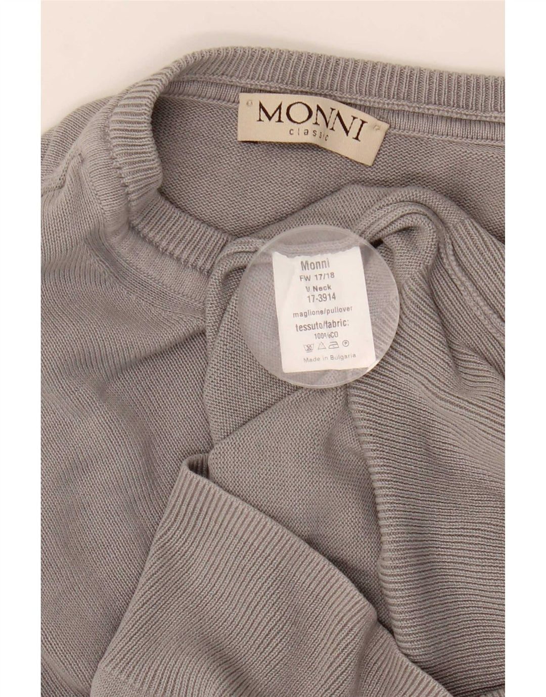 Maglione vintage da uomo con scollo a V, grande cotone grigio