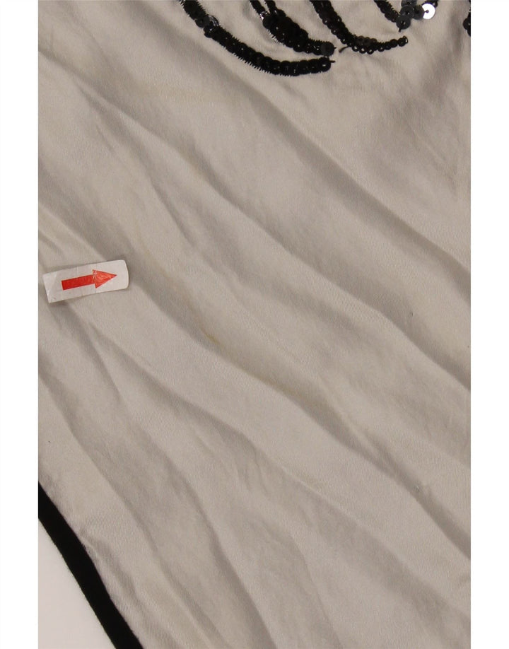 ICEBERG Camicetta grafica da donna Top UK 8 Small Off White Colourblock