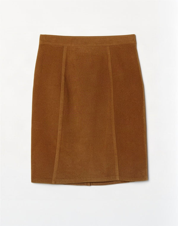 Vintage Womens High Waist Suede Skirt IT 50 XL W32 Beige Leather