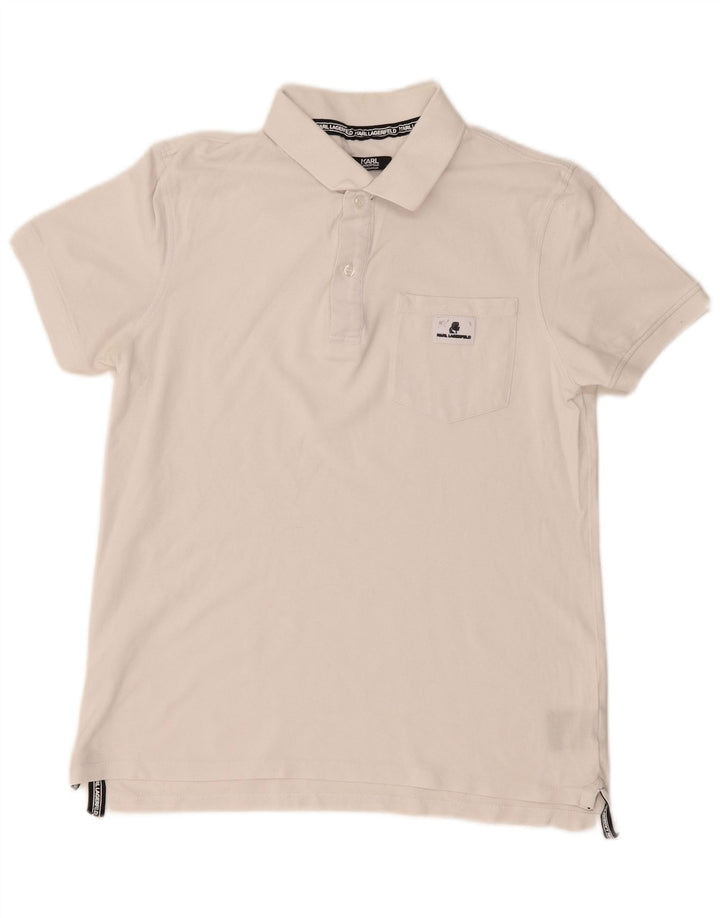 Polo da uomo Karl Lagerfeld in cotone bianco medio