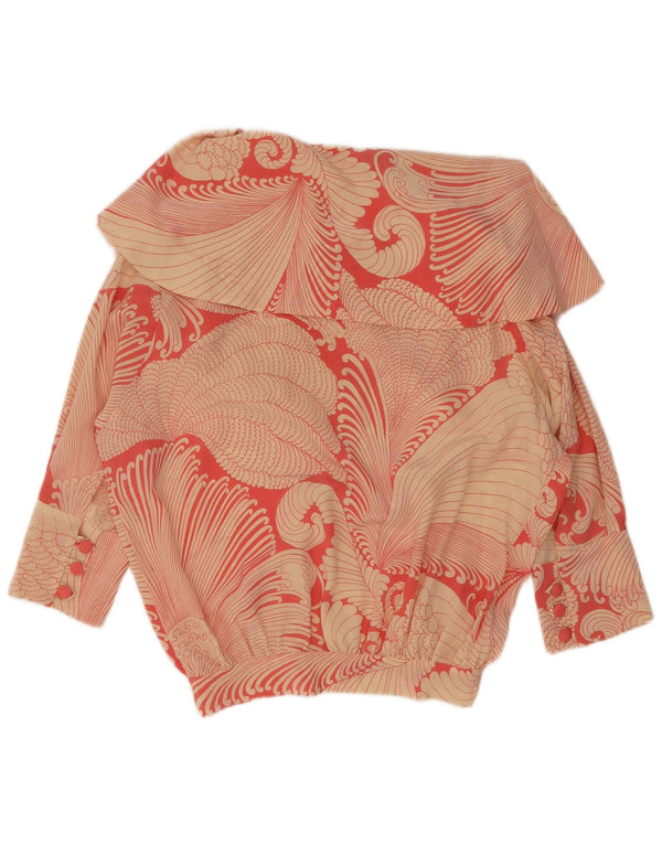 Camicetta vintage da donna con maniche a 3/4 UK 16 grande motivo cachemire rosso