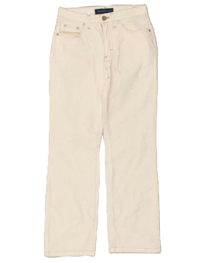 TRUSSARDI Womens Straight Jeans W24 L27  White Cotton | Vintage Trussardi | Thrift | Second-Hand Trussardi | Used Clothing | Messina Hembry 