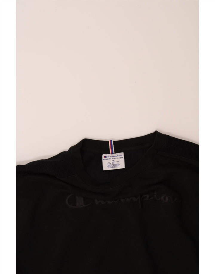 CHAMPION Womens Oversized Crop Graphic Sweatshirt Jumper UK 20 2XL Black Vintage Champion and Second-Hand Champion from Messina Hembry 