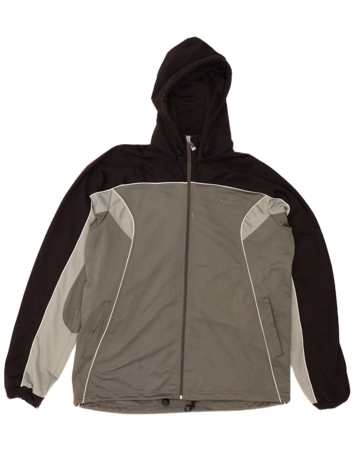 Felpa con cappuccio e zip ASICS da uomo XL grigio color block