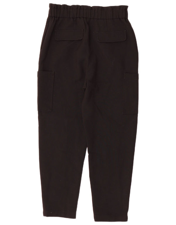 Pantaloni cargo affusolati a vita alta da donna Zara piccoli W26 L26 poliestere nero