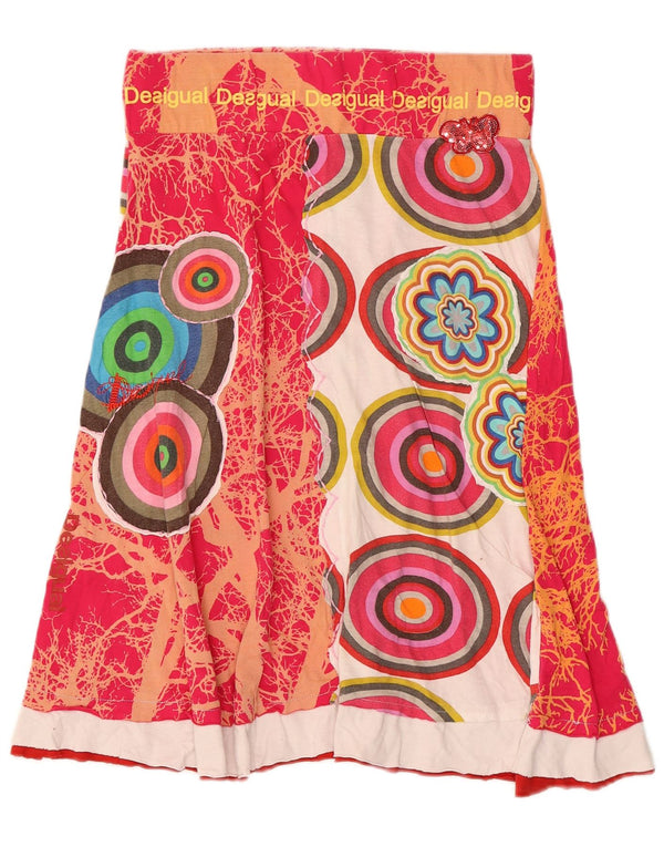 Desigual Gonna a trapezio grafica da donna piccola W28 in cotone floreale rosa