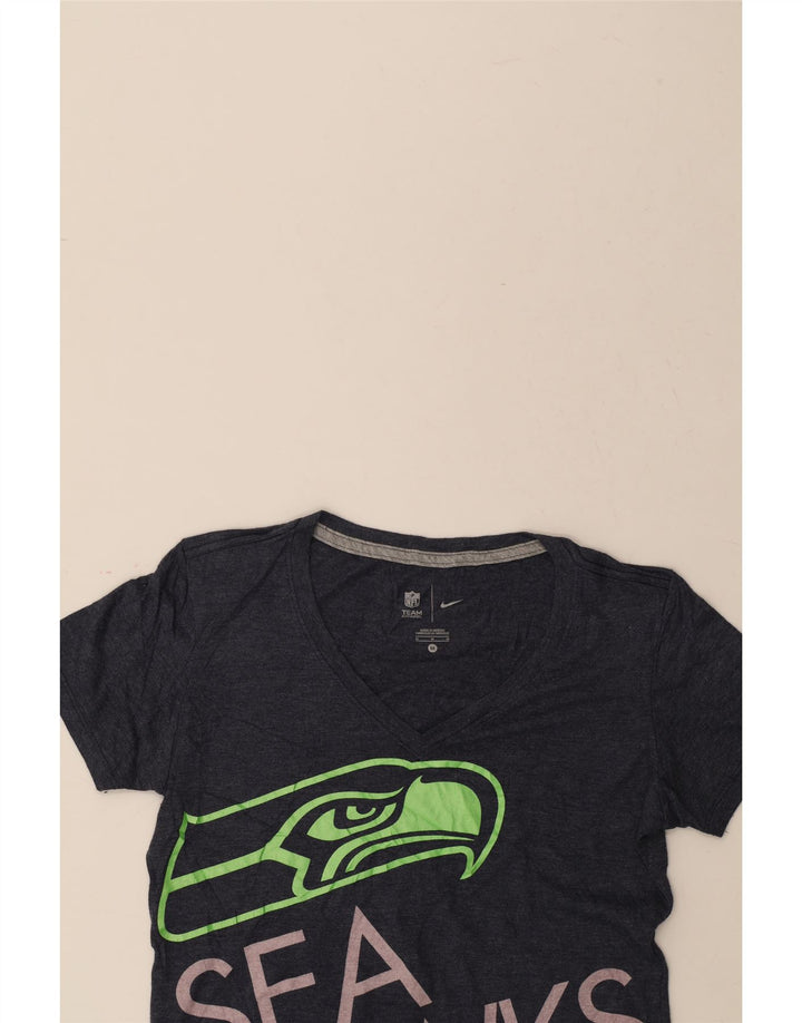 NIKE Womens Sea Hawks Graphic T-Shirt Top UK 14 Medium Navy Blue Polyester Vintage Nike and Second-Hand Nike from Messina Hembry 